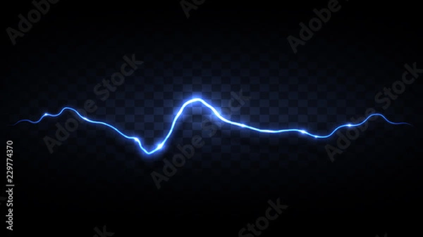 Obraz Black background with blue lightning