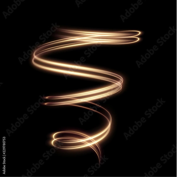 Fototapeta Golden shiny spiral lines effect holiday vector background. EPS10
