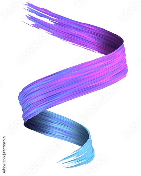 Obraz Colorful blue to magenta 3D brush paint stroke