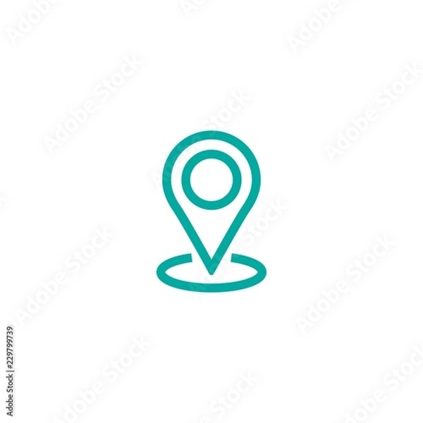 Obraz Outline location icon. GPS pointer. Map pin. Navigator guide. Vector line