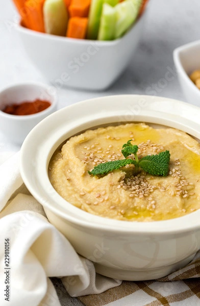 Obraz Chickpea humus made at home