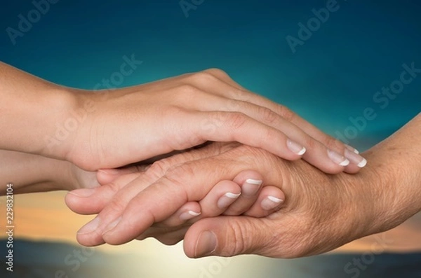 Fototapeta Hands of the old man