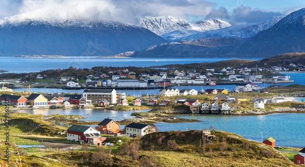 Fototapeta Sommaroy, a populated island located about 36 kilometres west of the city of Tromso in the western part of Troms county, Norway.