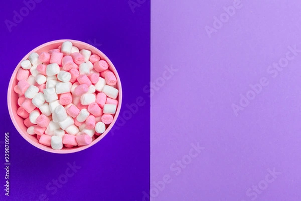 Fototapeta Marshmallows on blue background