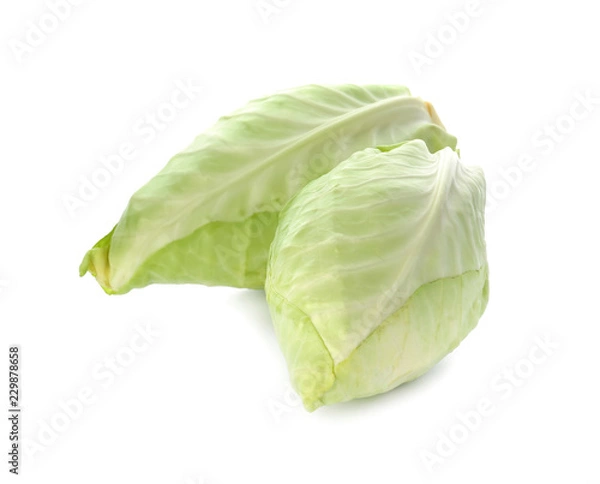 Obraz Fresh pointed cabbages on white background