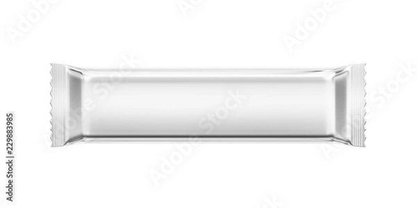 Obraz Isolated white candy bar plastic wrap mockup isolated.
