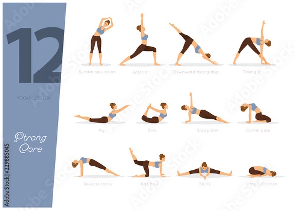 Obraz 12 Yoga poses for strong core
