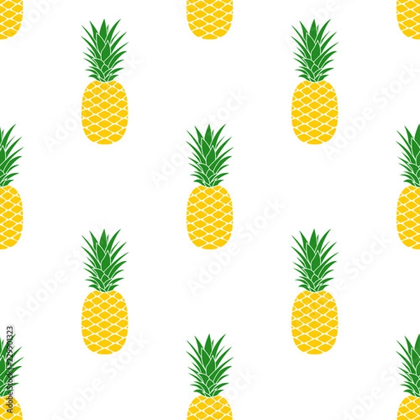 Fototapeta Pineapple seamless pattern. Tropical fruit background. Summer print. Vector illustration.