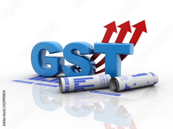 Fototapeta 3d rendering GST Tax India with business graph