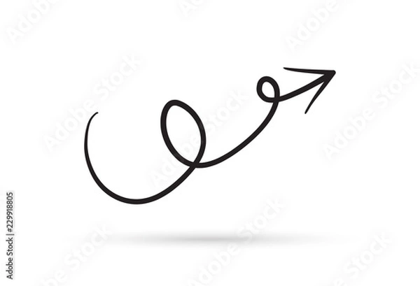 Fototapeta curve arrow draw doodle brush sketch cartoon isolated on white background