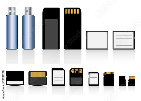 Fototapeta Memory cards, drive collection