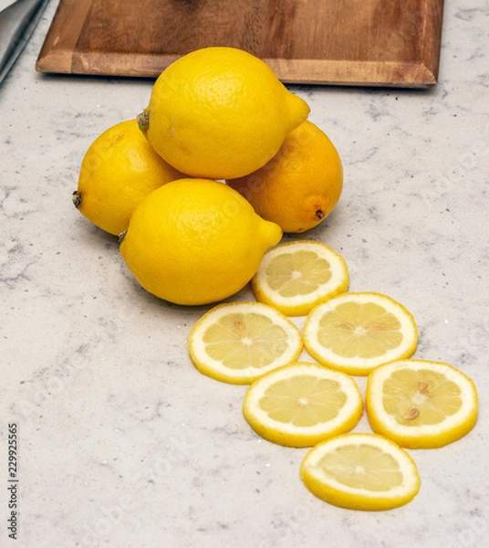 Obraz lemons on granite worktop