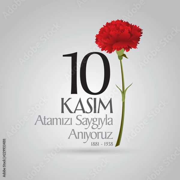 Obraz 10 November, Mustafa Kemal Ataturk Death Day anniversary. Memorial day of Ataturk. Billboard Design. (TR: 10 Kasim, Atamizi Saygiyla Aniyoruz.)