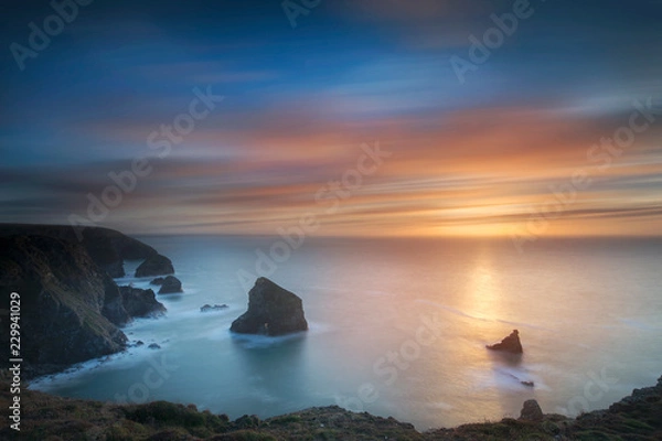 Fototapeta Sunset on Cornwall coast