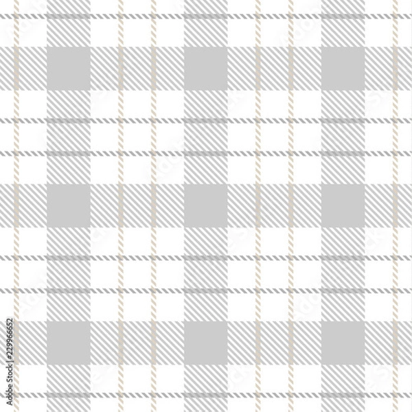 Obraz Tartan Seamless Pattern Background in Pastel Grey, Dusty Beige And White  Color  Plaid