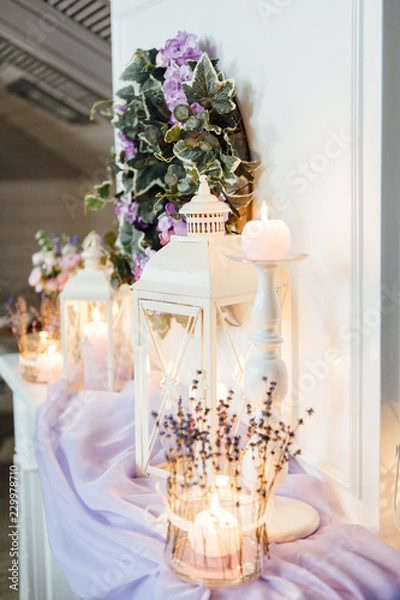 Obraz Wedding decoration with flowers and vintage elements