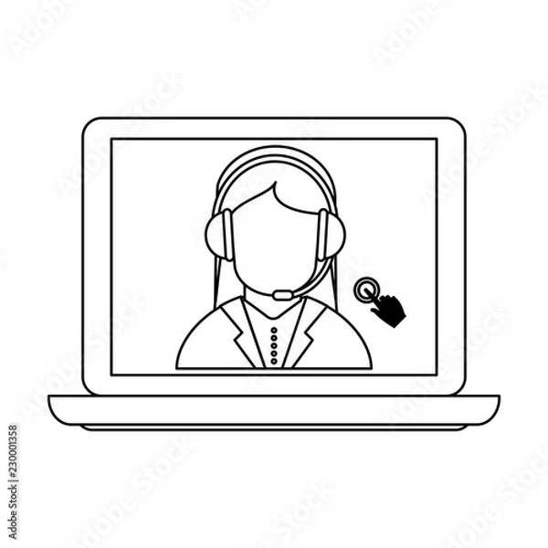 Fototapeta Call center avatar in black and white