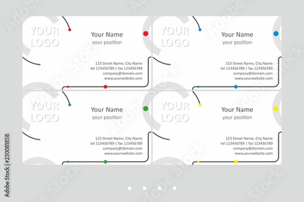 Fototapeta Bright business card vector templates set. Universal geometric seamless design in gray and black colors with color accent on the white background - just placetext. Available in EPS - CMYK - Calibri