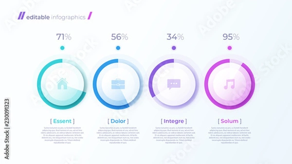 Fototapeta Vector modern editable infographic template with percentage diagrams