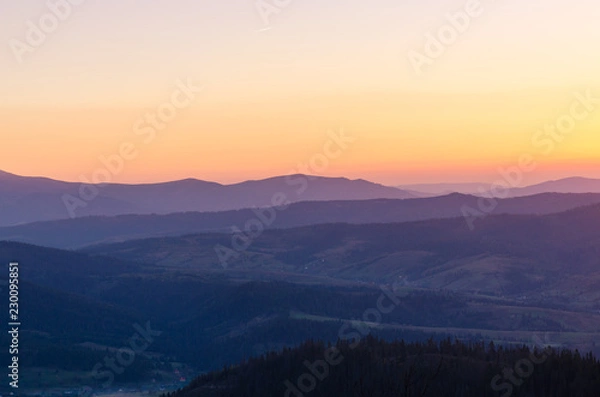 Fototapeta Sunset in the Carpathian Mountains in the autumn season