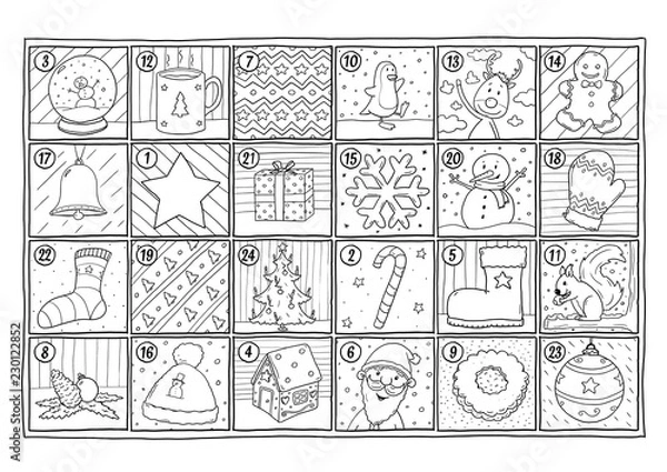 Obraz Adventskalender – Ausmalbild