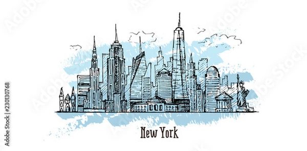 Obraz New York vector drawing, hand drawn illustration, sketch style
