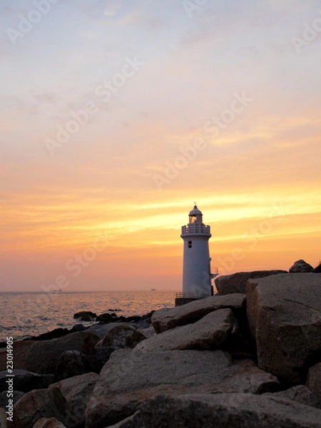 Obraz 夕暮れの灯台