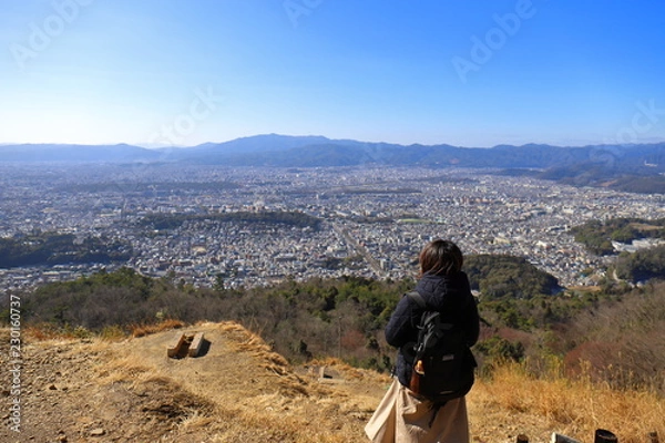 Obraz 大文字山の頂上と女の子