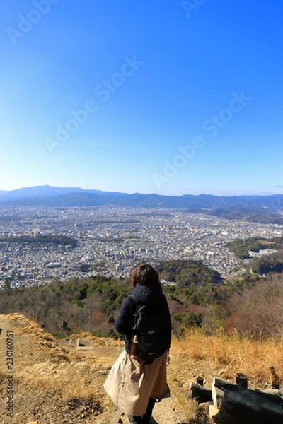 Obraz 大文字山の頂上と女の子
