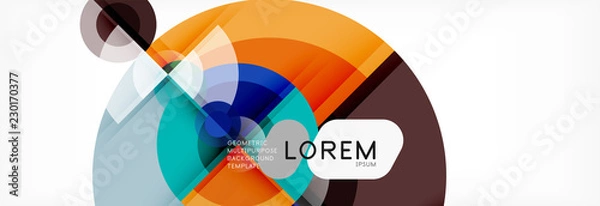 Fototapeta Abstract background - multicolored circles, trendy minimal geometric design