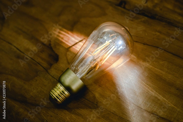 Obraz 木の上の光るエジソンランプ