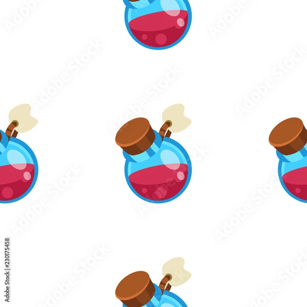 Fototapeta Potion jar cartoon vector seamless pattern