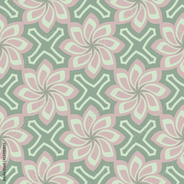 Obraz Olive green floral seamless pattern. Background with flower designs
