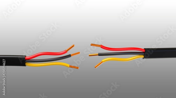 Obraz Two wires stretch to each other. 3D illustration