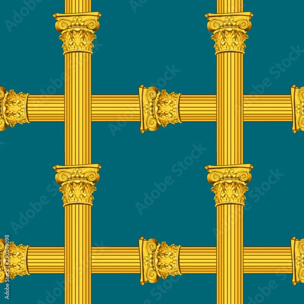 Fototapeta Аncient antique column seamless pattern