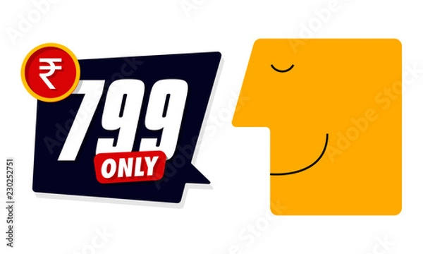 Obraz Only for 799. Vector illustration badges of under rupees 799 price tag. Round flat design labels, Business shopping concept. 