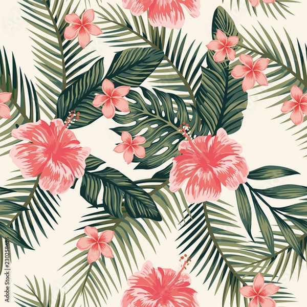 Obraz Hibiscus plumeria pozostawia bezszwowe tło