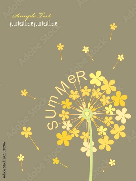 Obraz Simple postcard with dandelion patterns and letters.