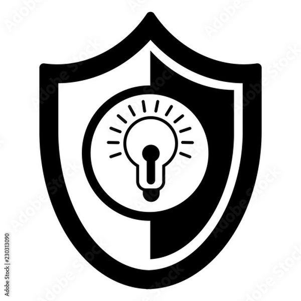 Fototapeta Bulb shield icon. Simple illustration of bulb shield vector icon for web design isolated on white background