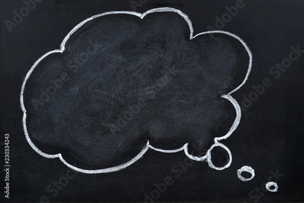 Obraz Kreda rysunek pusta bańka myśli na tablicy