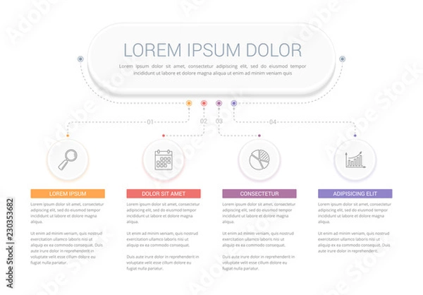 Fototapeta Infographic Template with 4 Steps