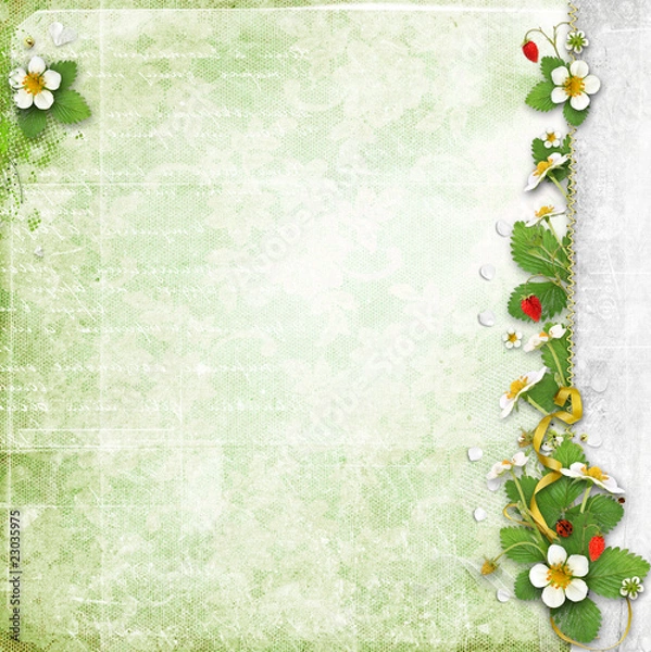 Obraz green background with strawberry