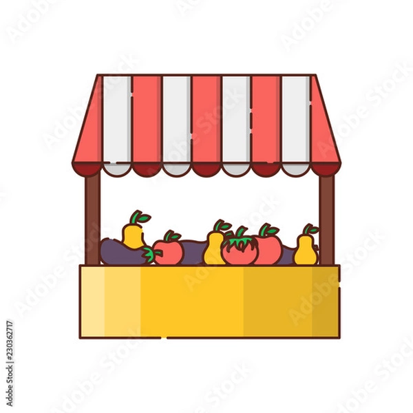 Obraz Vector cartoon flat farm market showcase cion