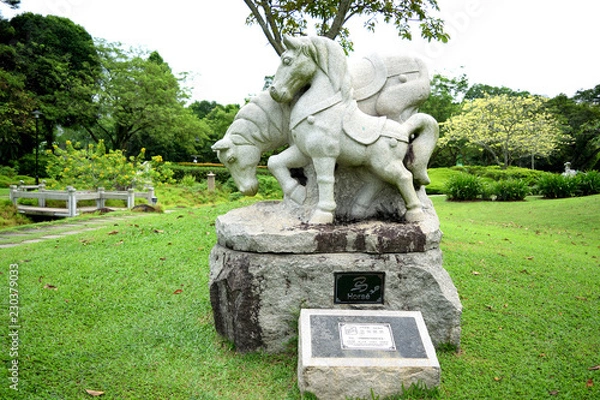 Obraz rzeźba przedstawiająca znak zodiaku konia w chińskim kalendarzu