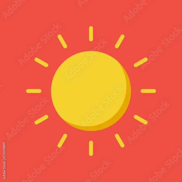 Fototapeta Sun flat icon on isolated transparent background.	