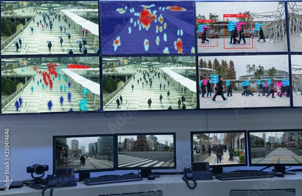 Obraz iot machine learning with human and object recognition which use artificial intelligence to measurements ,analytic and identical concept, it invents to classification,estimate,prediction, database