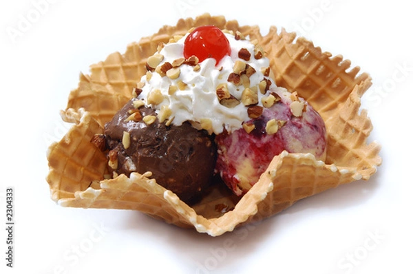 Obraz waffle basket with ice-cream