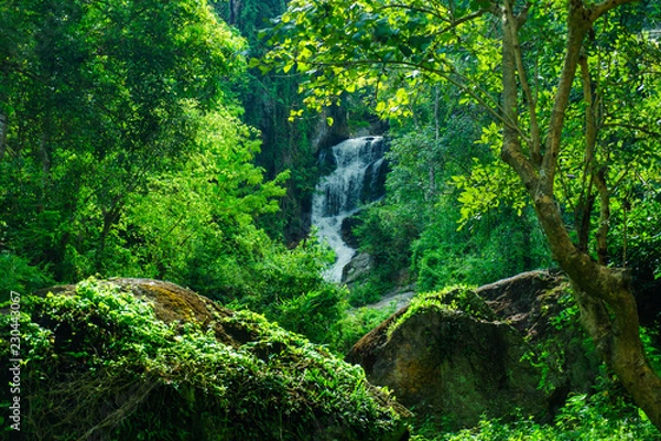 Fototapeta The Mae Sa waterfall. it is beautiful  on Doi Suthep at Chiang Mai in Thailand