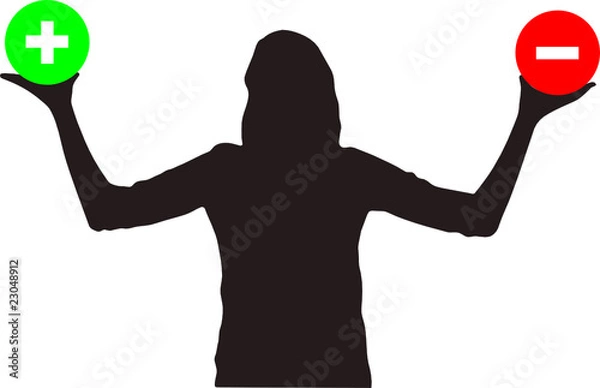 Obraz Choix féminin / plus - moins / avantages - inconvénients