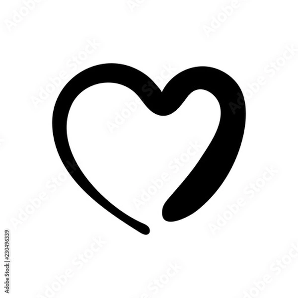 Fototapeta Vector Illustration. Hand drawn heart. Handdrawn rough marker heart isolated on white background. Illustration for your graphic design